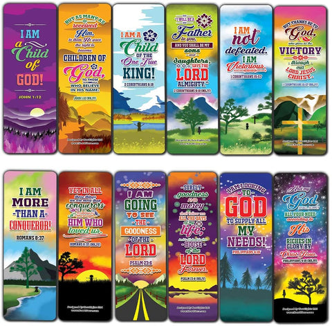 I AM Daily Declaration for Christian Bookmarks NKJV Series 1 (30-Pack) - Stocking Stuffers for Boys Girls - Children Ministry Bible Study Church Supplies Teacher Classroom Incentives Gift