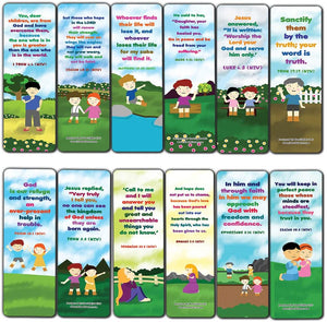 Christian Affirmations Bible Verses for Kids Cards (60-Pack) - Church Memory Verse Sunday School Rewards - Christian Stocking Stuffers Birthday Party Favors Assorted Bulk Pack