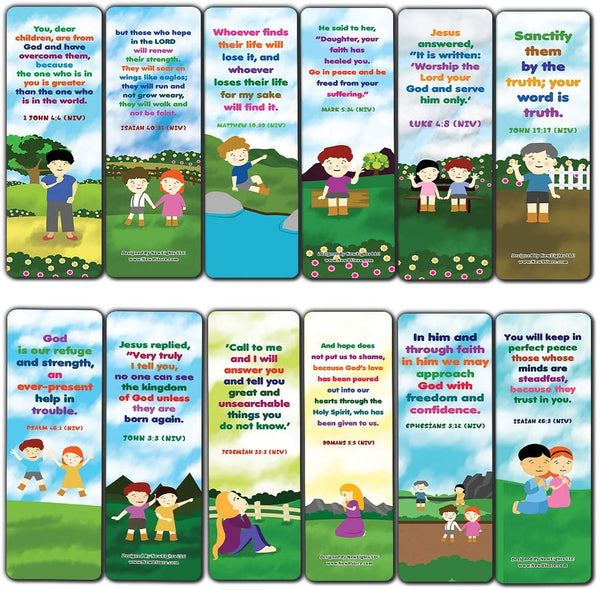 Christian Affirmations Bible Verses for Kids Cards (30-Pack) - Stocking Stuffers for Boys Girls - Children Ministry Bible Study Church Supplies Teacher Classroom Incentives Gift