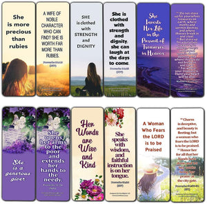 Bible Verses About Virtuous Woman (60 Pack) - Perfect Giveaways for Sunday School and Ministries Designed to Inspire Women