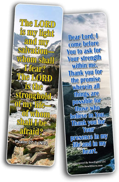 Popular Prayers and Bible Scriptures on Strength Bookmarks - 60 Pack