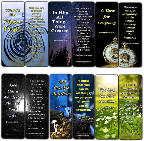 Scriptures Bookmarks - Bible Verses about Strength (60 Pack) - Perfect Gift away for Sunday School and Ministries - Christian Stocking Stuffers Birthday Assorted Bulk Pack