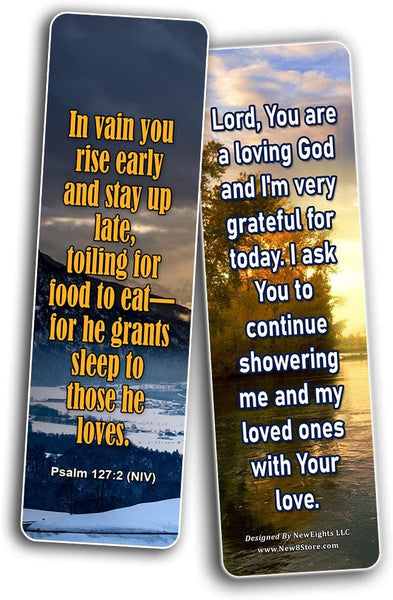 Popular Prayers and Bible Scriptures on Night time / Bedtime Bookmarks (12 PACK)