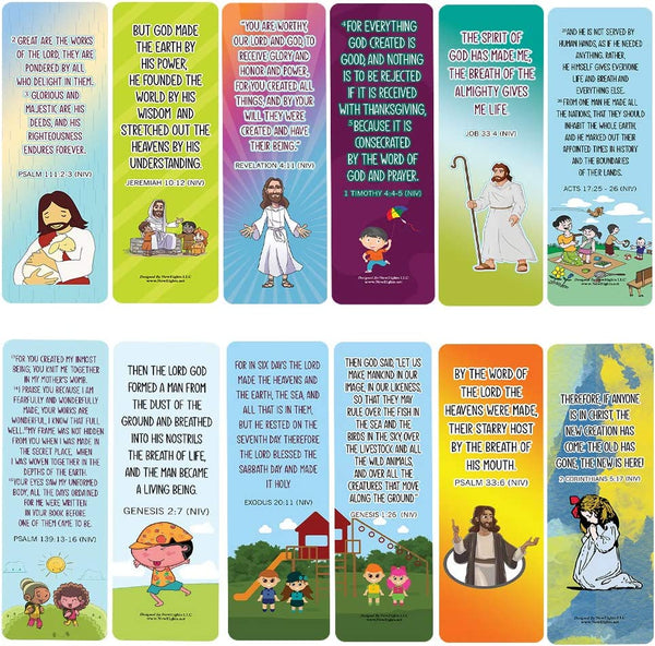 NewEights Bible Memory Verses on Creation Series 2 (30-Pack) – Daily Motivational Card Set – Collection Set Book Page Clippers – Ideal for Church Events