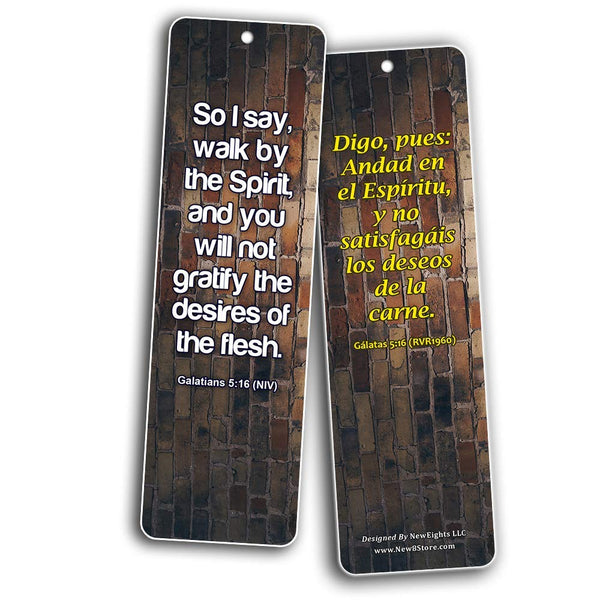 Bilingual Encouraging Bible Verses Bookmarks - Overcome Temptation (12-Pack)