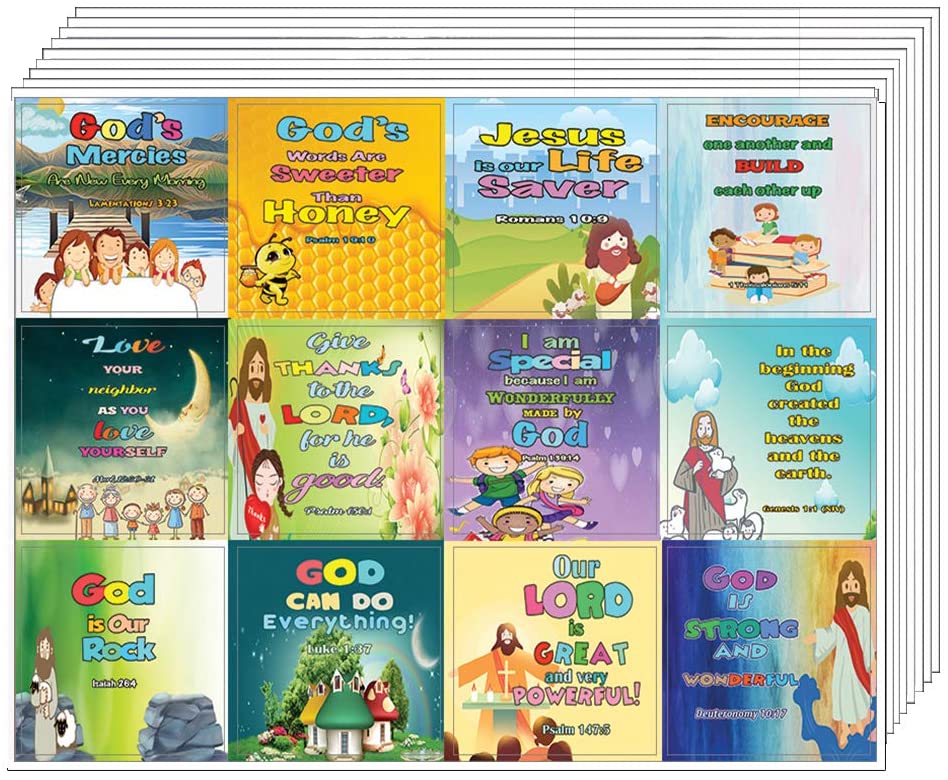 Religious Stickers for Kids - Powerful God (5-Sheet) - Great Variety Colorful Stickers