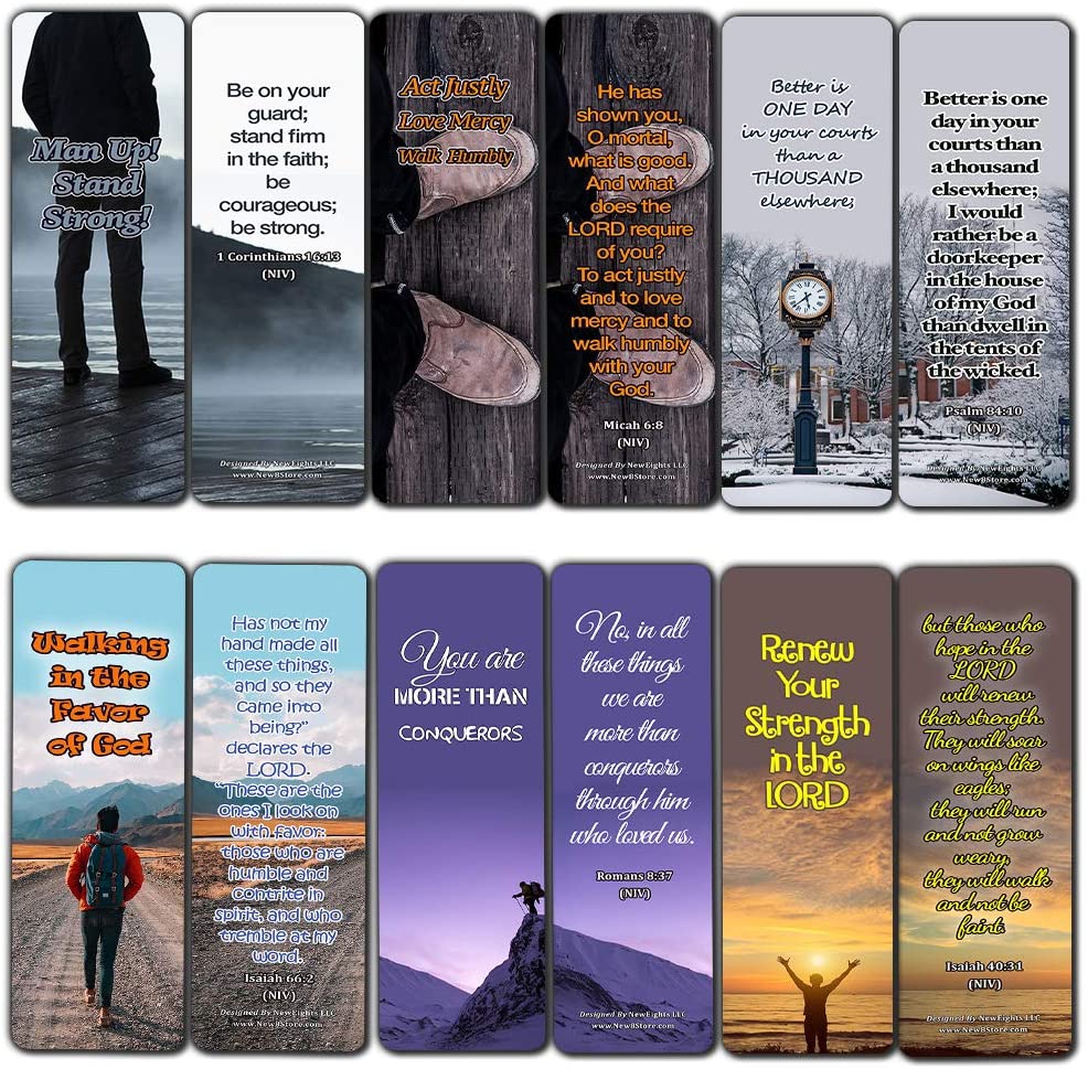 Devotional Bible Verses for Men Bookmarks (60 Pack) - Perfect Giveaways for Sunday School and Ministries Designed to Inspire Men
