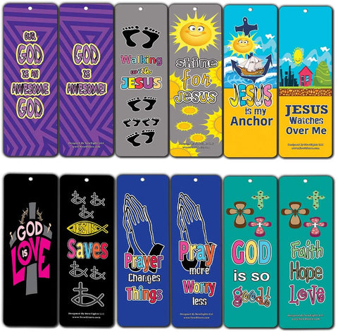 Awesome God Bookmarks for Kids (30-Pack) - Scriptures VBS Sunday School Church Memory Verse Sunday School Rewards - Christian Stocking Stuffers Birthday Party Gifts Assorted Bulk Pack