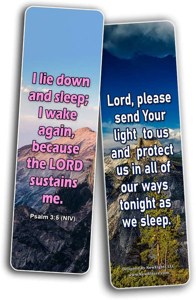 Popular Prayers and Bible Scriptures on Night time / Bedtime Bookmarks (60 PACK)