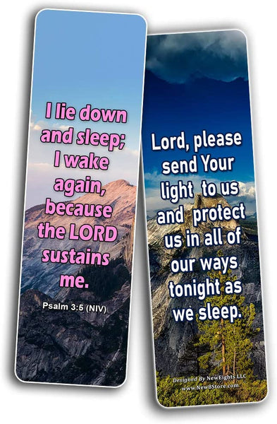 Popular Prayers and Bible Scriptures on Night time / Bedtime Bookmarks (12 PACK)