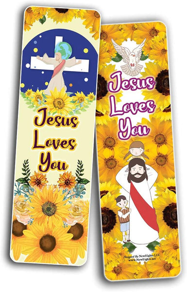 Jesus Loves You Bookmarks - Sunflower Theme Cards (30 Pack)