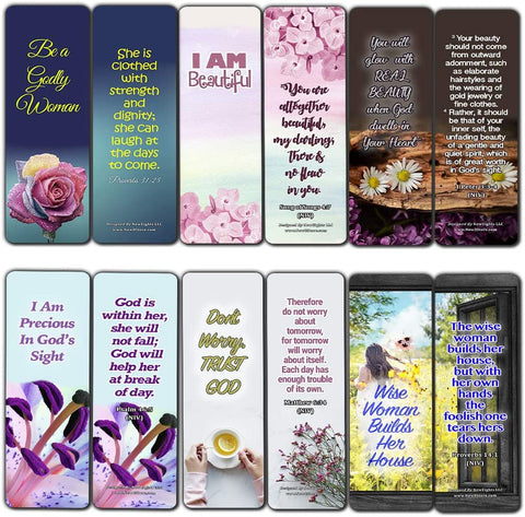 Devotional Bible Verses for Women Bookmarks (30 Pack) - Handy Life Changing Bible Texts and Quotes That Are Very Uplifting Perfect for Daily Devotional for Women