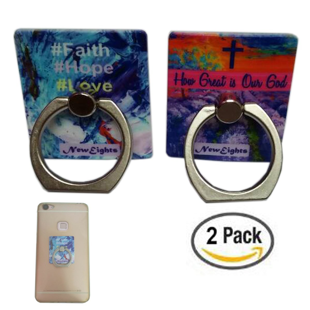 NewEights Cell Phone Rings (2-Pack) - Christian Theme (Multicolor)