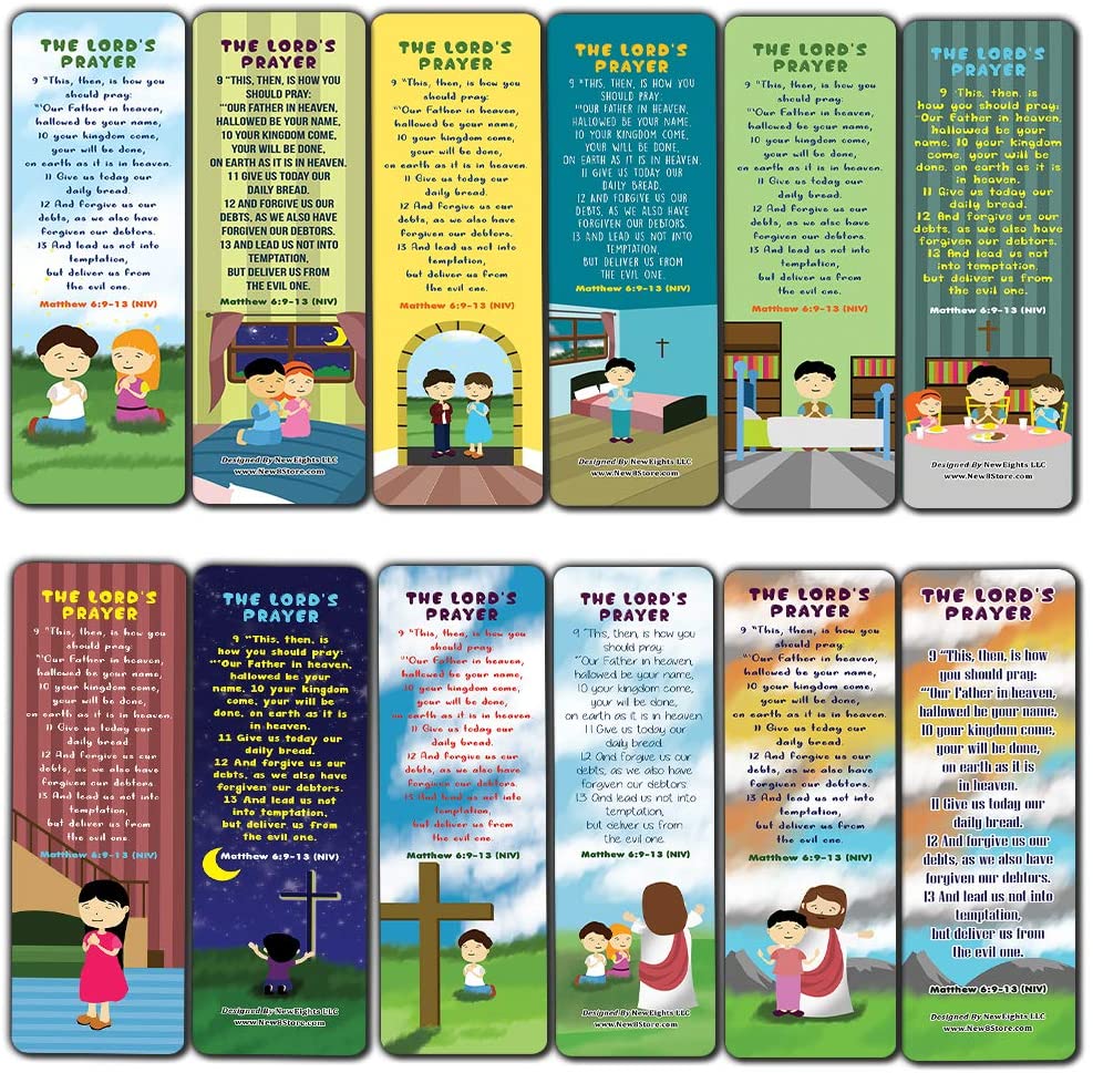 The Lord's Prayer Bible Bookmarks for Kids (30-Pack) - Stocking Stuffers for Boys Girls - Children Ministry Bible Study Church Supplies Teacher Classroom Incentives Gift