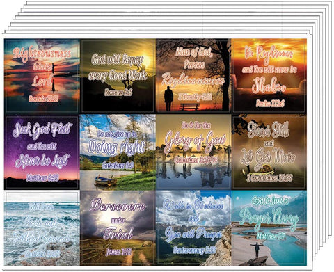 Encouraging Religious Stickers - Righteousness & God's Rewards (5-Sheet) - Great Variety Colorful Stickers