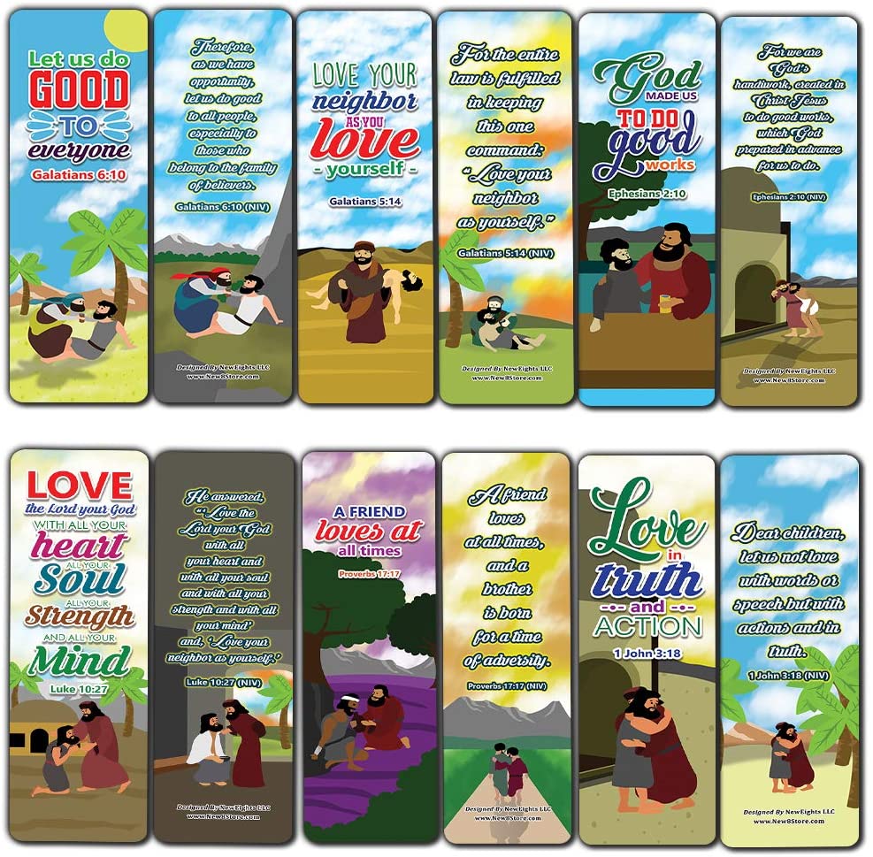 The Good Samaritan Christian Bookmarks Cards (30-Pack) - Stocking Stuffers for Boys Girls - Children Ministry Bible Study Church Supplies Teacher Classroom Incentives Gift