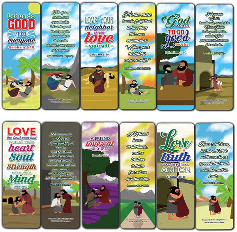 The Good Samaritan Christian Bookmarks Cards (60-Pack) - Church Memory Verse Sunday School Rewards - Christian Stocking Stuffers Birthday Party Favors Assorted Bulk Pack