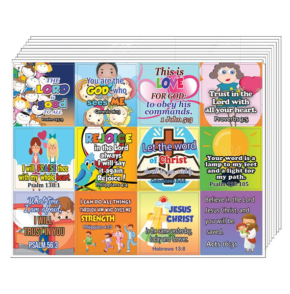 Short Bible Verses Stickers for Kids (10-Sheet)