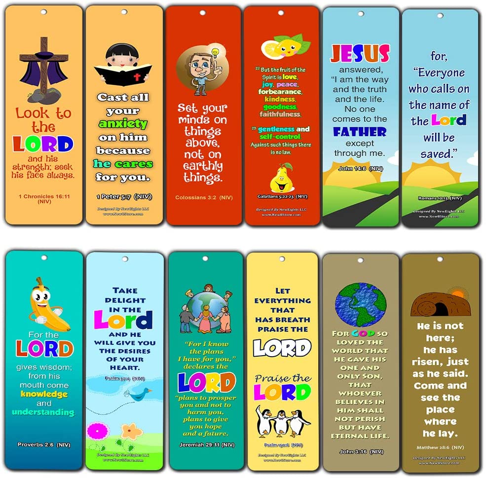 Easy Bible Scriptures for Kids - Powerful Word of God (30-Pack) - Buy Variety Bookmarks in Bulk