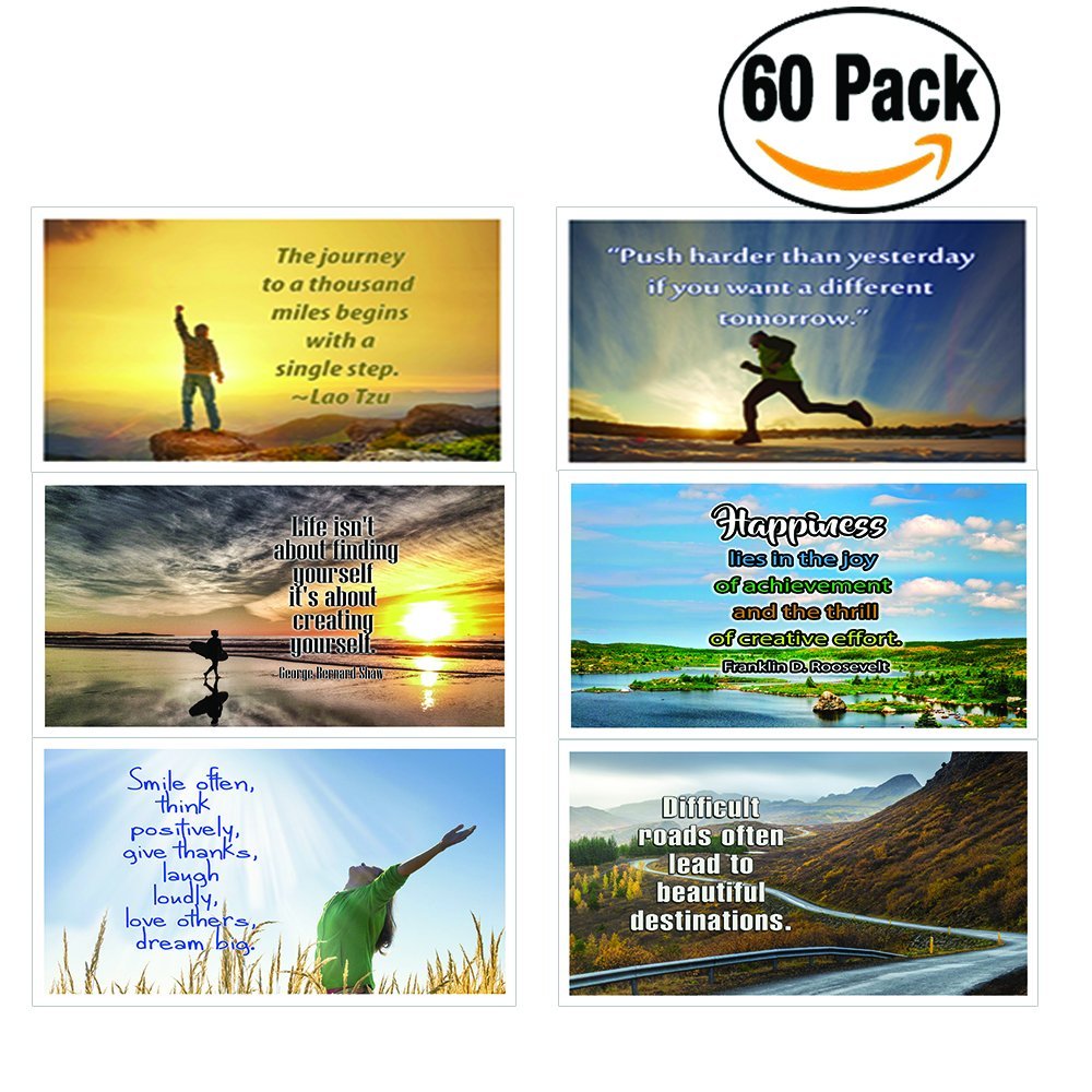 NewEights Inspirational Quotes Postcards (60 Pack) Bulk Collection & Gift wih Inspirational , Motivational ,Encouragement Messages