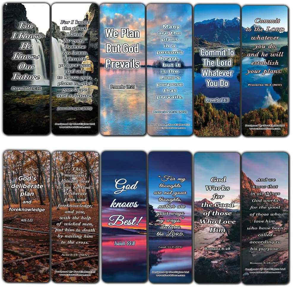 Seek God's Plan Memory Verses Bookmarks (60-Pack) - Great Giveaways for ministries and Sunday Schools