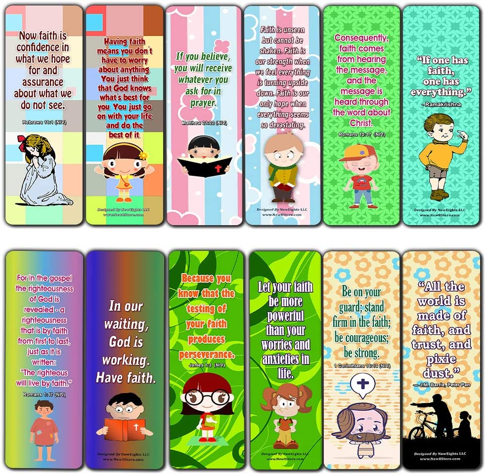 NewEights Famous Verses and Quotes on Faith (30-Pack) – Daily Motivational Card Set – Collection Set Book Page Clippers – Ideal for Church Events