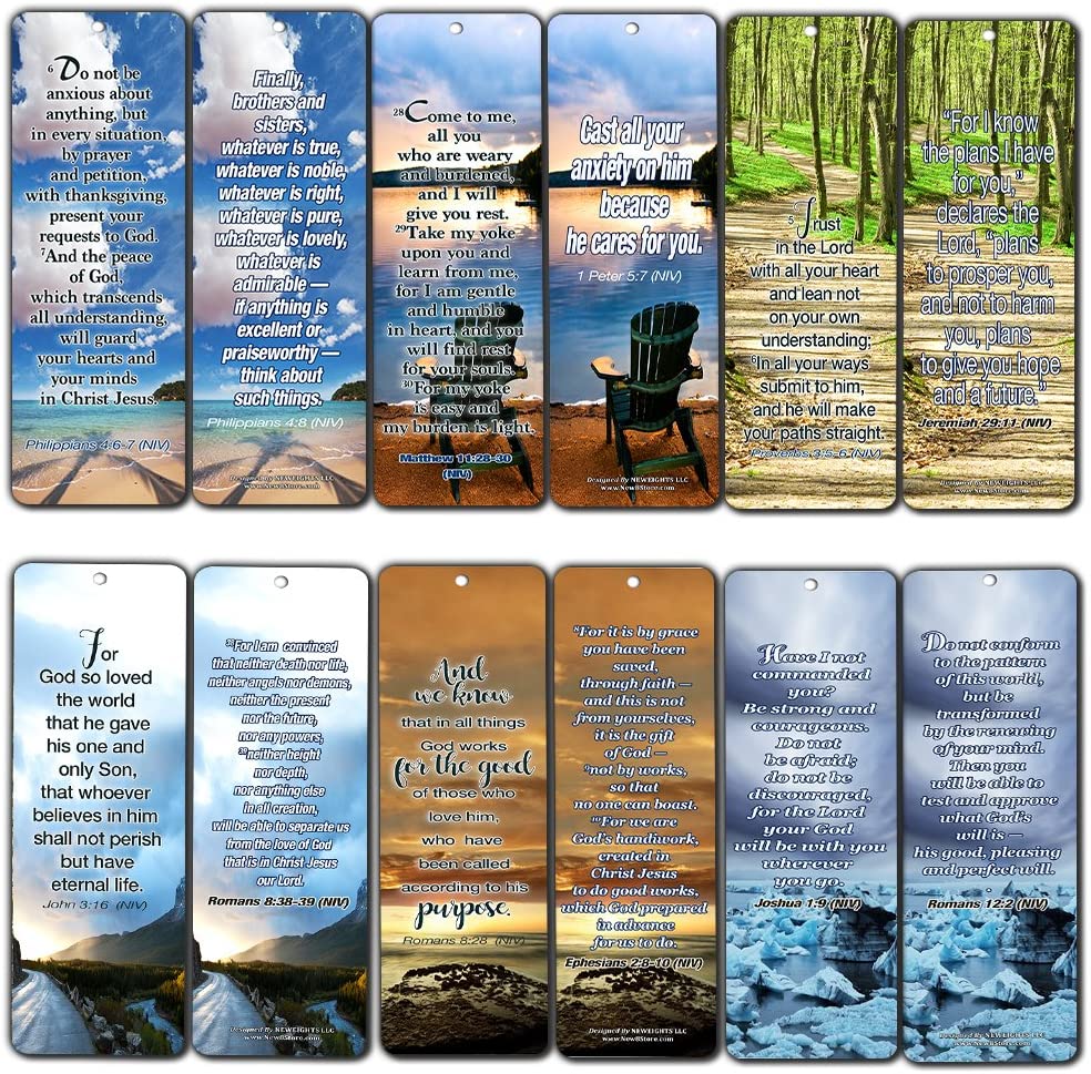 Most Highlighted Bible Scriptures Bookmarks Cards (60-Pack)- NIV Version - Christian Encouragement Gifts - Church Supplies - Stocking Stuffers for Easter Day Thanksgiving Christmas Birthday Everyday