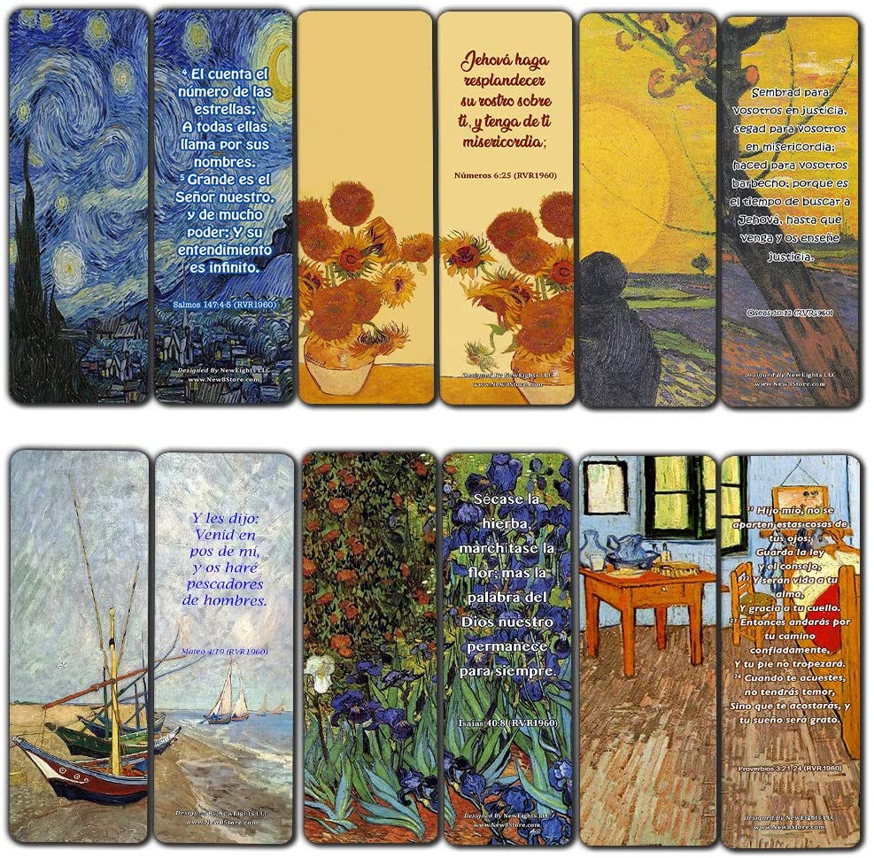 Spanish Wonderful Magnificent God Bible Verses Bookmarks (30 Pack) - Van Gogh Inspirational Christian Stocking Stuffers Gift for Men Women Teens Kids Art Lover Church Supplies