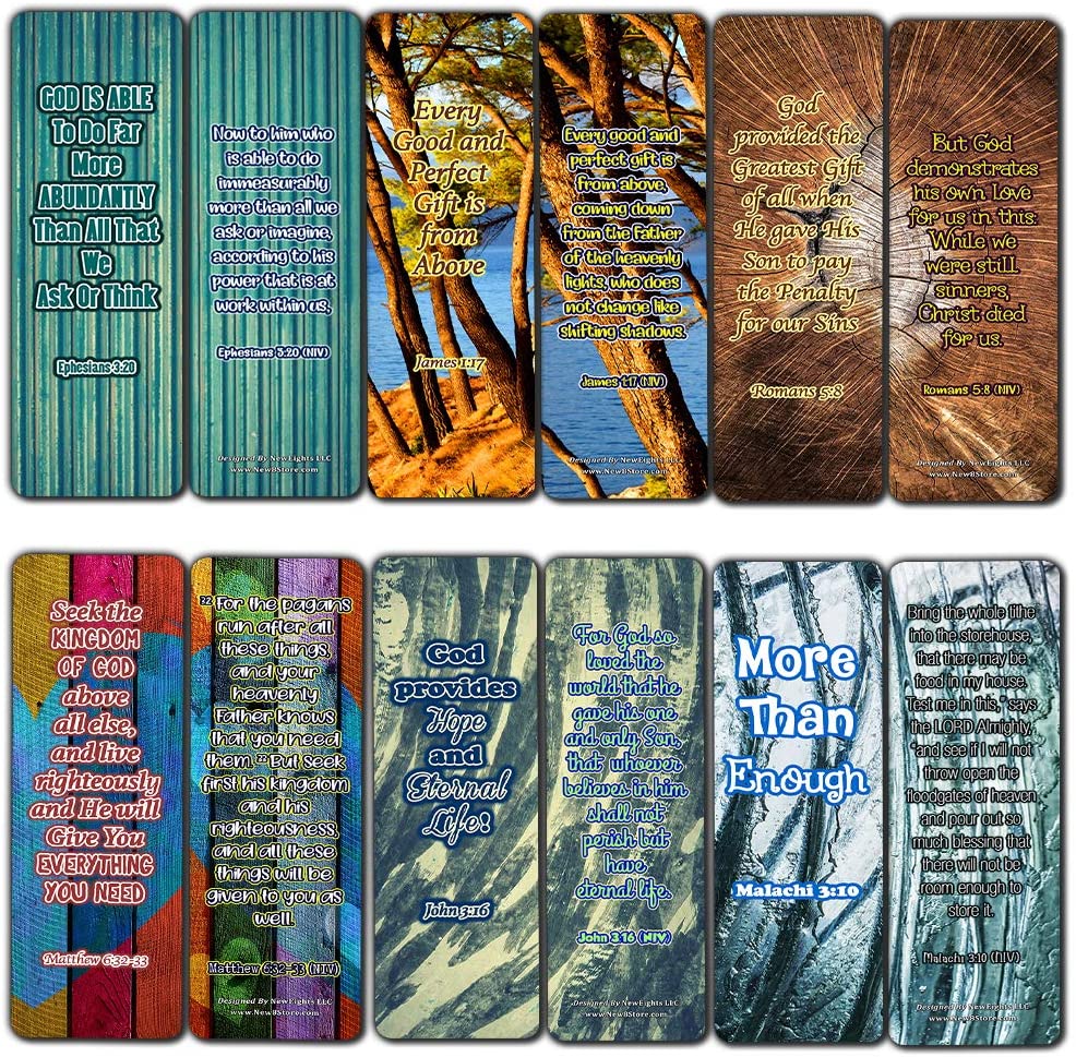 Bookmarks About God Advise on Abundant Providence (30 Pack) - Well Designed and Easy To Memorize Bible Verses - Christian Stocking Stuffers Birthday Assorted Bulk Pack - Church Memory Verse Rewards