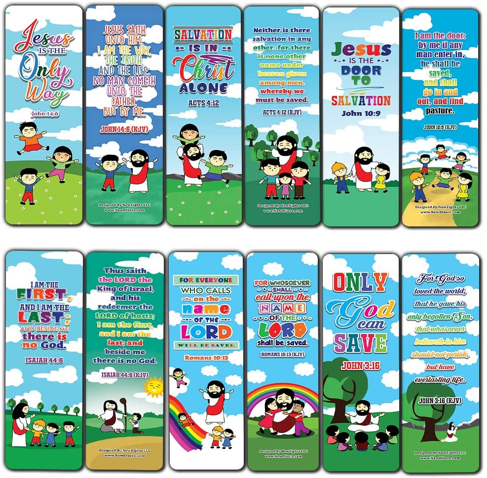 Jesus is the Way KJV Bookmarks Cards for Kids (30-Pack) - Stocking Stuffers for Boys Girls - Children Ministry Bible Study Church Supplies Teacher Classroom Incentives Gift