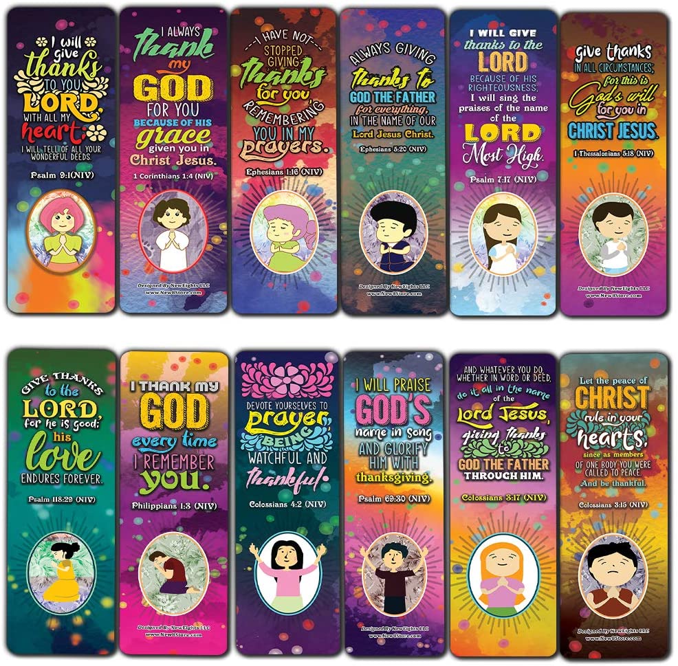 Thank You Lord Bible Verse Bookmarks (30-Pack) - Stocking Stuffers for Boys Girls - Children Ministry Bible Study Church Supplies Teacher Classroom Incentives Gift