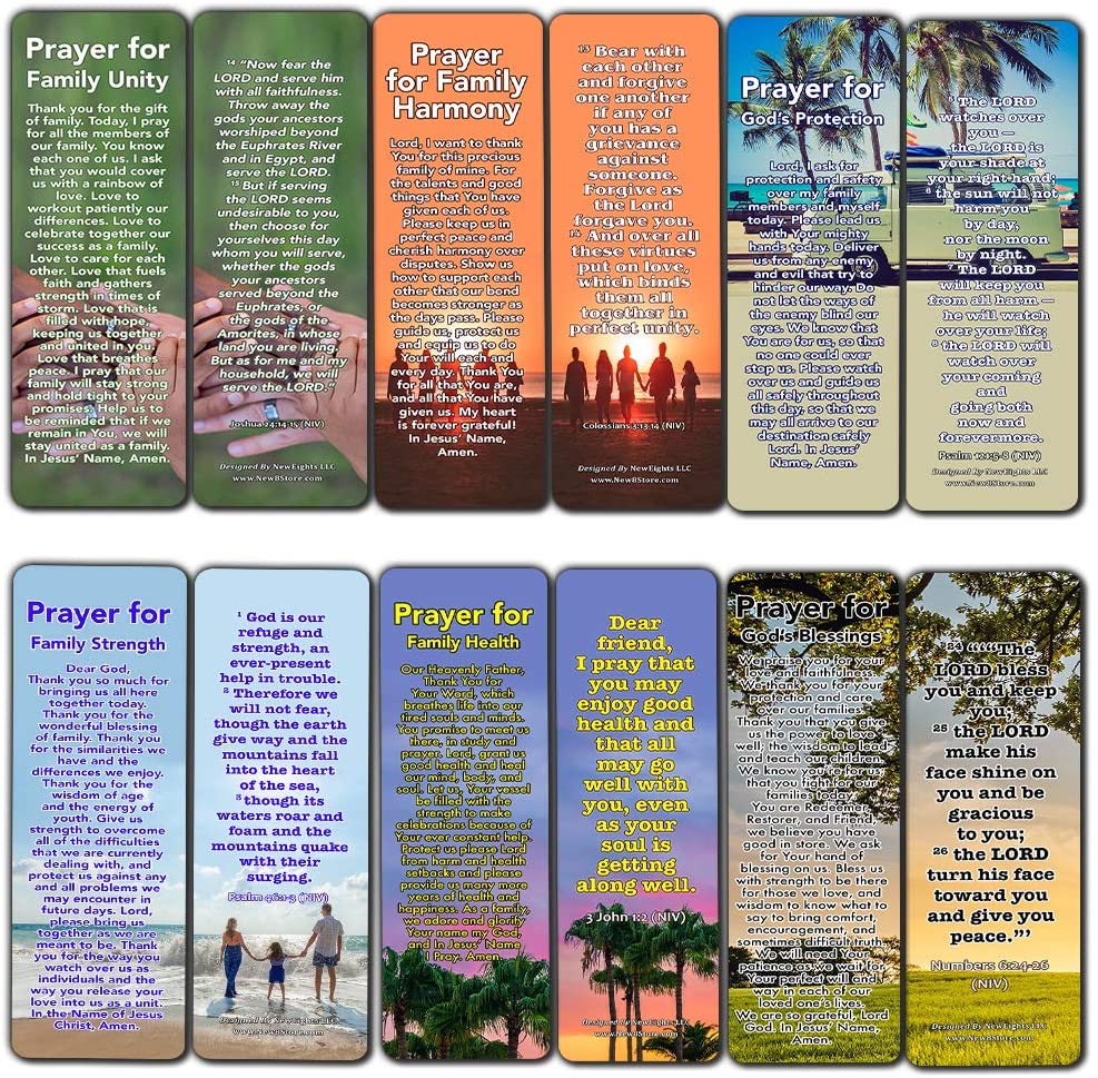 Prayers for Family Bookmarks (30 Pack) - Handy Sample Prayer Perfect For Family Gatherings