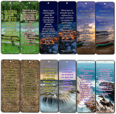 Bilingual Encouraging Bible Verses Bookmarks - Overcome Fear (30-Pack) - Handy Bilingual Bible Verses Perfect for Daily Encouragement