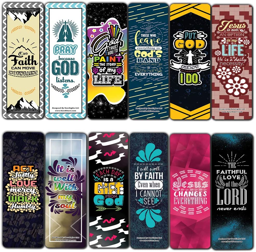 Inspirational Encouragement Christian Quotes Bookmarks Series 1 (60-Pack) - Church Memory Verse Sunday School Rewards - Christian Stocking Stuffers Birthday Party Favors Assorted Bulk Pack