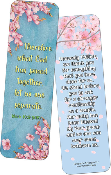 NewEights Popular Prayers and Bible Scriptures About Marriage Bookmarks (12-Pack) – Daily Inspirational Prayer Card Set – Book Page Clippers – Ideal for Church Events Give-aways