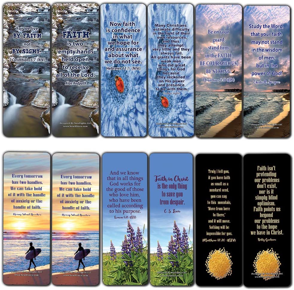 Faith Scriptures Cards Bookmarks (30-Pack) - Christian Stocking Stuffers Birthday Assorted Bulk Pack - Church Memory Verse Sunday School Rewards
