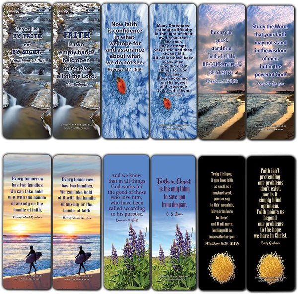 Faith Scriptures Cards Bookmarks (30-Pack) - Christian Stocking Stuffers Birthday Assorted Bulk Pack - Church Memory Verse Sunday School Rewards
