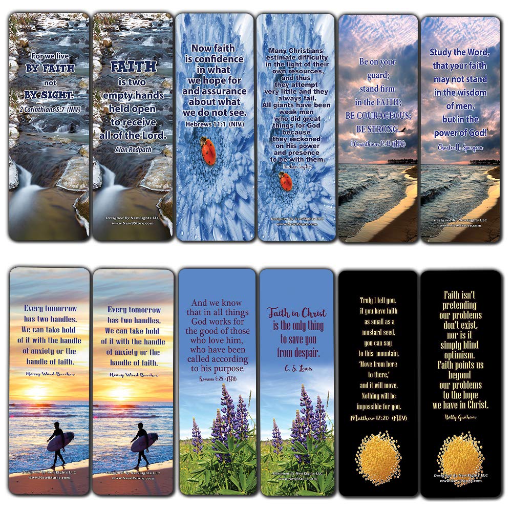 Faith Bible Scriptures & Quotes Bookmarks Cards (60-Pack)