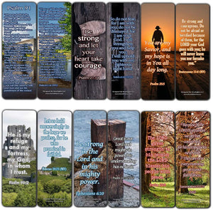 Religious Bookmarks Cards (60 Pack) - Encouraging Gift Psalm 91 Isaiah 41 Ephesian 6 Be Strong Bible Verses - Stocking Stuffers for Men Women Soldiers Army Husband Evangelism Mission Church Supplies