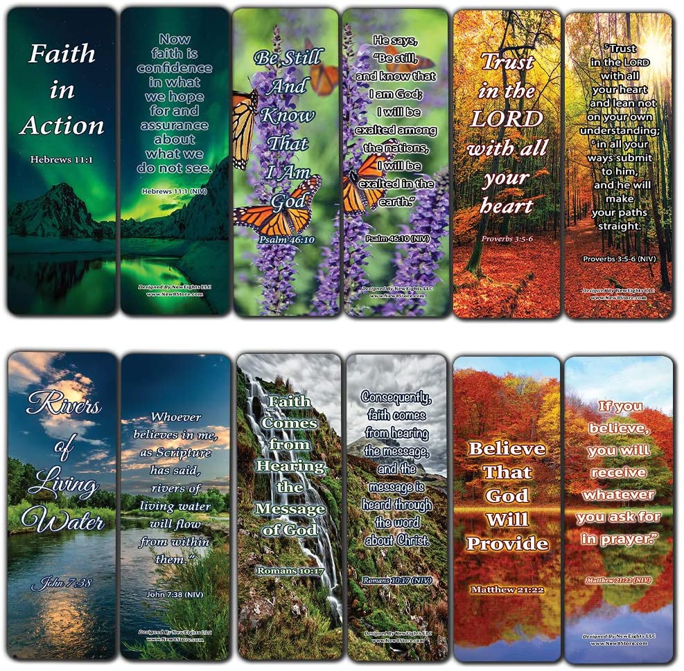 Step Out in Faith Memory Verses Bookmarks (30-Pack) - Handy Trust in God Scripture Cards Buy in Bulk