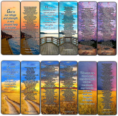 Christian KJV Version Bible Scripture Prayer Cards (30-Pack) - Psalm 46, Psalm 91, Psalm 118, Psalm 121, Psalm 139, Psalm 144 - Bible Study Religious Gifts
