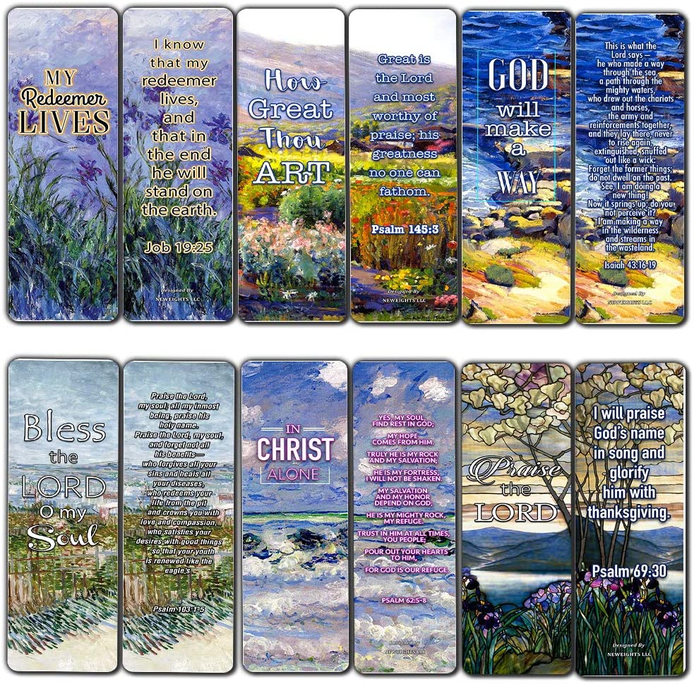 Bible Verses Scriptures Bookmarks Cards - In Christ Alone (60 Pack) - Christian Encouragement Gifts for Men Women Teens Kids - Stocking Stuffers Birthday Baptism Ministry