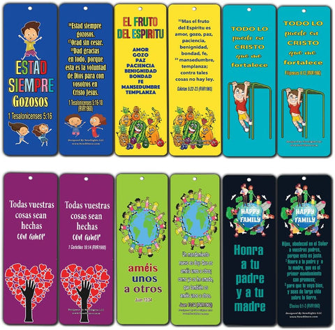 Spanish Religious Bookmarks for Kids (30-Pack)- Character Building Bible Verses - El Fruto Del Espiritu - Filipenses 4:13 - Marcadores de Libros Cristianos para hombres para mujeres - Christian Gift