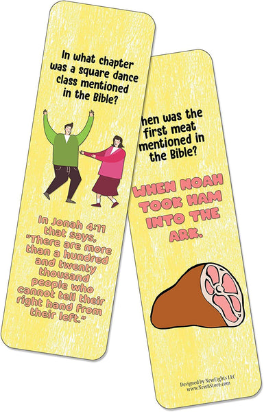 NewEights Christian Jokes Series 4 Bookmarks (60-Pack) – Daily Entertainment Card Set – Interesting Book Page Clippers – Great Gifts for Kids and Teens