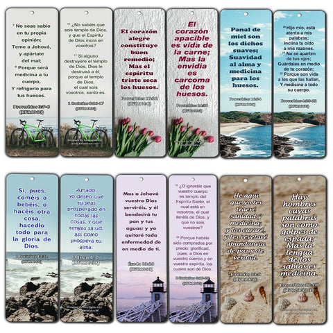 Spanish Religious Bookmarks - Bible Verses About Health