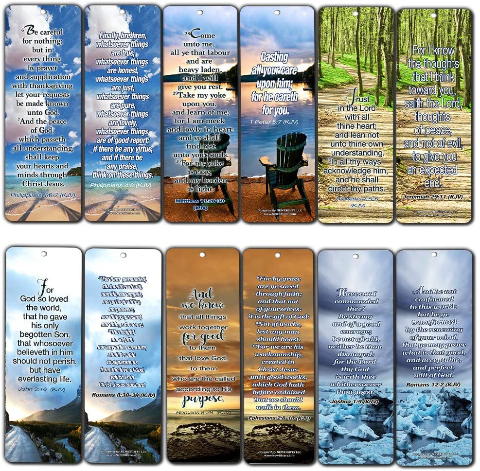 Most Highlighted Bible Verses Bookmarks Cards Bulk Set - KJV Version (60-Pack)- Religious Christian Inspirational Gifts to Encourage Men Women Boys Girls - Bible Study Sunday School War Room Decor