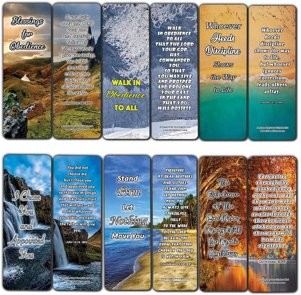 Shows True Obedience To God Memory Verses Bookmarks (30-Pack) - Handy Reminder About How to Show True Obedience To God