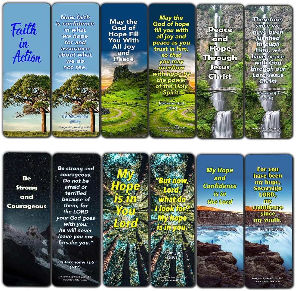 Bible Verses Bookmarks About Hope: Staying Positive In The Midst of Hardship (60 Pack) - Perfect Giftaway for Sunday School and Ministries