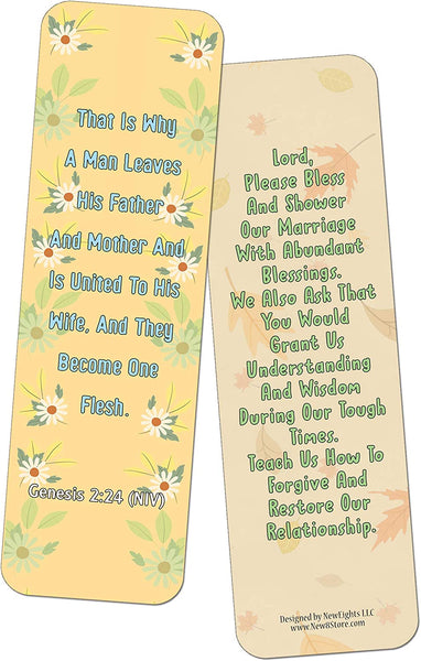 NewEights Popular Prayers and Bible Scriptures About Marriage Bookmarks (30-Pack) – Everyday Prayer Card Set – Book Page Clippers – Suitable for Church Ministry Events Give-aways