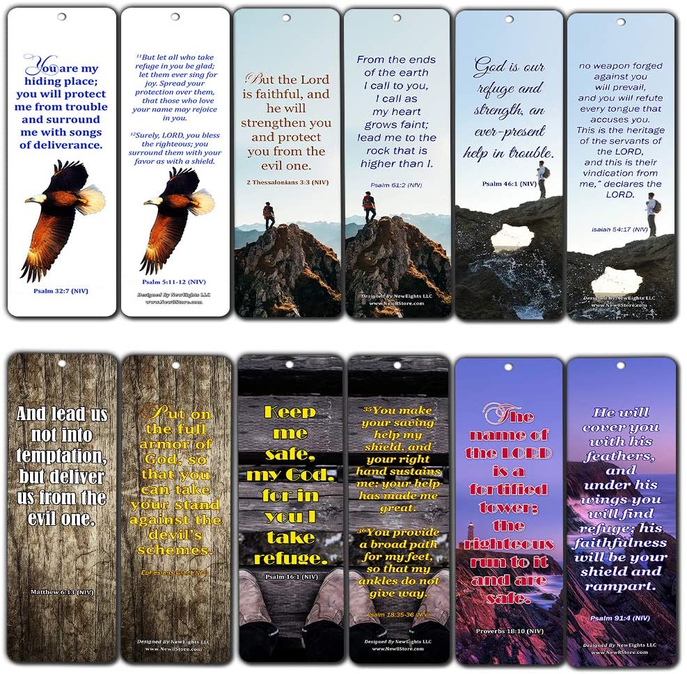 Powerful Scriptures for Protection Safety Bookmark Cards NIV (60-Pack) - oronavirus Protection Bible Promises - Stay Home Stay Safe - Keep Calm Trust God - Christian Encouragement Gifts for Men Women